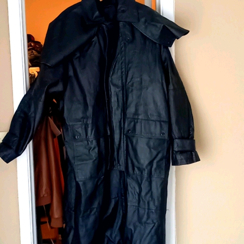 Leather trench coat duster
